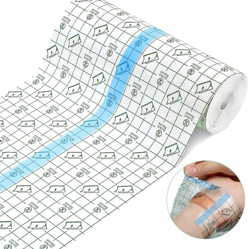 ANAMPION Pansement Tatouage Waterproof 18cm*10m, Rouleau de Film Imperméable Antibactérien Bandages,Transparent Pansement Bandage pour Tatouages Fixer Plaster Stretch Fixation