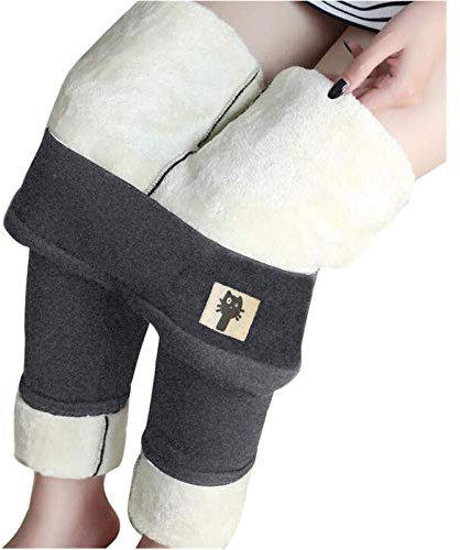 KONG JIMFAN Plüschleggins Damen Leggings Elegant Unterwäschefrauen Strumpfhosen Winter Thermoleggings Damen Leggings Große Größen Damen Thermo Leggings Damen Hautfarbe(Grau,5XL)