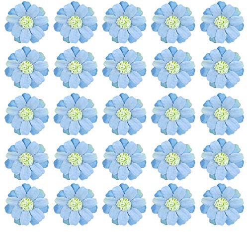 Zerodeko 50 Stück Künstliche Chrysanthemen Blütenköpfe aus Stoff in Blau Multifunktional und Leicht für Selbstgemacht Bastelprojekte und Taschen Dekoration