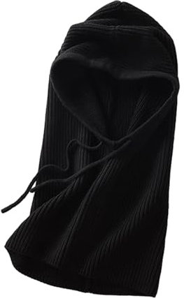 BEALIFE Unisex Strick Kapuzenschal. Bleiben Sie stilvoll mit geschlechtsneutralem Accessoire. Weiblicher Strick Kapuzenschal Wintermütze, Schwarz