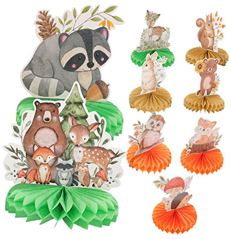 BCOATH 9 Uds Adornos De Panal Animales Del Bosque Decoración Bebé Niña Decoraciones De Baño De Bebé Bebé Niña Decoraciones De La Shower Centros De Mesa Bosque Decoraciones De