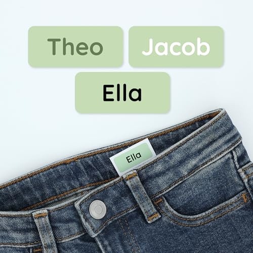 Klebekerlchen® Namensaufkleber Kinder & Erwachsene (60 Stück) – Namensschilder für Kleidung personalisiert – Etiketten selbstklebend für Schule, Kita, Seniorenheim & Beruf - helles Grün