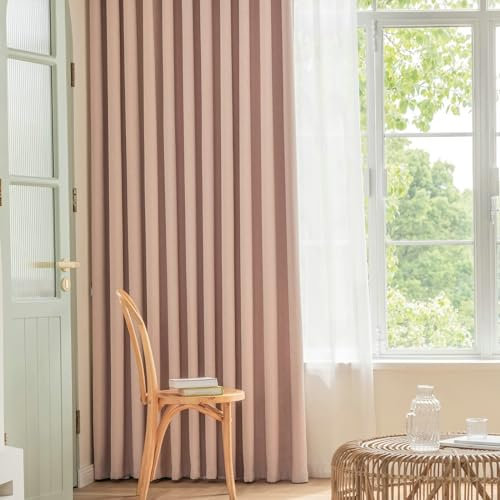 Ayoiow Vorhänge Blickdicht Nach Maß, Thermovorhang Kälteschutz Mit Ösen, Chenille Vorhang Gardine 2Er Set, Rosa, 132X183CM