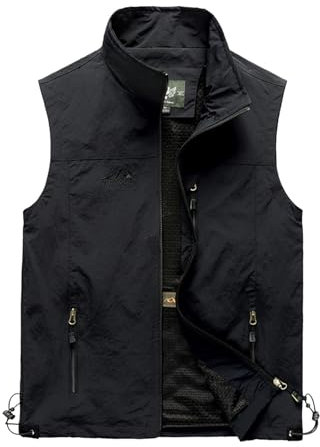 WAZHAKU Outdoorweste Herren Atmungsaktiv Praktischen Westen Leicht Sommer Arbeitsweste Ärmellose Dünne Anglerweste Übergrößen Jacke Angeln Jagdweste Ohne Ärmel Multifunktionsweste Vielen Taschen