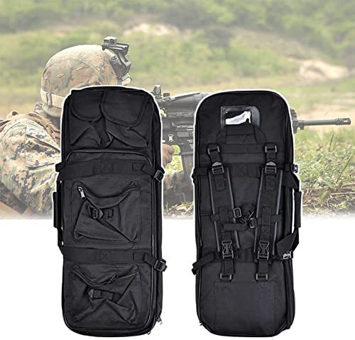 ANSNOW Doppelte Gewehrtasche, Outdoor-Camping-Schrotflintentasche, Taktischer Jagdrucksack, Gewehrtasche, Airsoft-Gewehr, Waffentragetasche Mit Schultergurt Zum Schießen Und Jagen/Schwarz/85 Cm/33,5