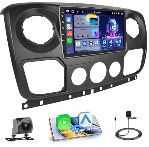 8 core 4+64G Autoradio per Opel Movano 2 Renault Master 3 Nissan NV400 | Android 15 10 IPS Radio con Wireless CarPlay Android Auto FM RDS EQ Bluetooth Navi GPS SWC USB WIFI Telecamera Microfono