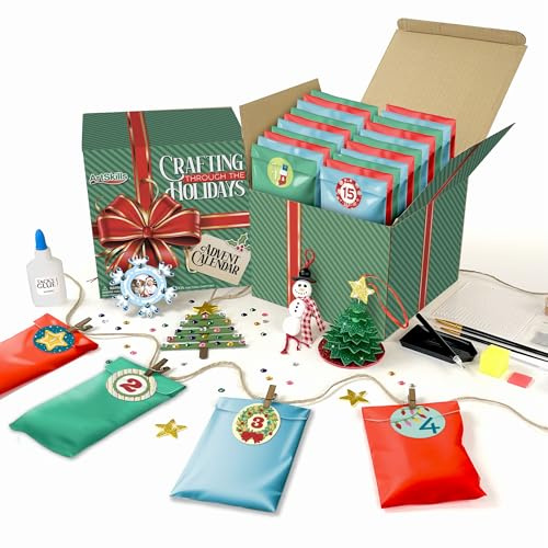 ArtSkills Calendario de Adviento de Navidad de 25 días 2024, manualidades a través de las vacaciones, calendario de Adviento para niños