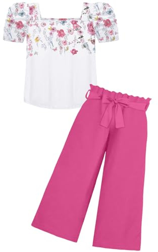 Arshiner Ragazza Set di Abbigliamento Bambina Tshirt con Stampa Pantaloni Set Estate Completi e Coordinati per Ragazze 11-12 anni 150
