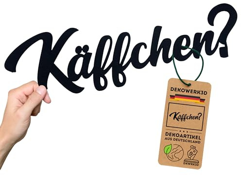 DKWRK3D Käffchen? Schriftzug klebend - Kunststoff Kaffee Schild - Küche Deko Wand - Kaffeebar Zubehör Dekoration - Coffee Wanddeko - Coffebar Tür- & Wanddekoration - Kaffe Wandsticker
