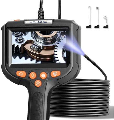 JYTONE Borescope Camera with Light, 4.3 Industrial Endoscope Inspection with 8mm Lens, 6.6ft Waterproof Flexible Snake Camera for Automotive Mechanics, Engine and Pipeline Maintenance