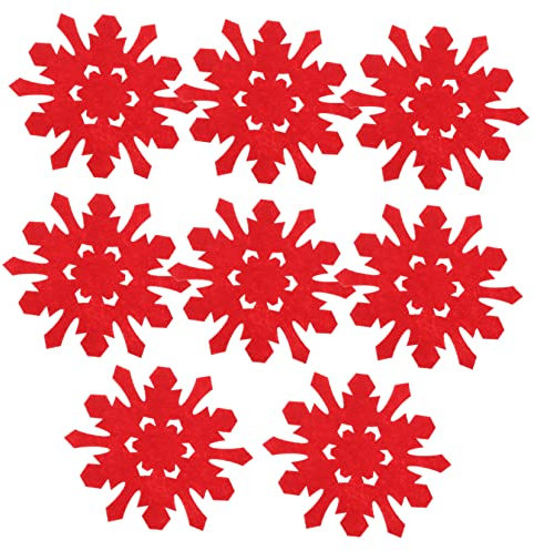 MOBUTOFU 8stücke Weihnachtsdeko Teiliges Schneeflocken-tischuntersetzer Aus Filz Isolierende Untersetzer Für Tee Kaffee Und Wein Weihnachtsfeier-Dekorationen