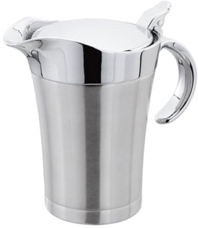 GTOULHH Sauciere Soßenkanne Restaurants Edelstahl Sauciere Mit Deckel Doppelwandig Gewürztopf Tomatensauce Saucenflasche Soßen Behälter(16.5cm)