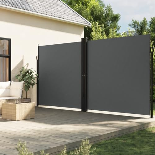 Festnight Doppel Sichtschutz Garten 200x1000 cm Seitenmarkise Ausziehbar Sonnenschutz Windschutz Terrasse Doppelseitenmarkise Sichtschutz Doppelmarkise Balkon Seitenwand Außen Anthrazit