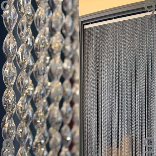 BricoShopping® Cortina mosquitera Mod.A de hilos de PVC ajustable mosquitera para puerta ventana exterior entrada balcón caravana hilo antimoscas 4 medidas (9 (Glitter Oro), 150 L x 250 A cm (1 panel