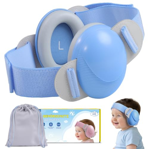 ECHOCUBE Babyhörselskydd, 25 dB Brusreducerande Hörlurar, CE- och ANSI-Certifierade Hörselskyddande Hörlurar för Bebisar, Bärbara och Bekväma Hörselkåpor för Småbarn 0–48 Månader