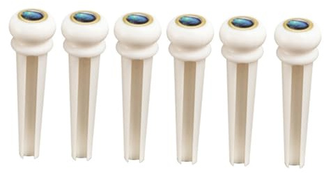 6 Stück Gitarren Saitenpins aus Rinderknochen für Folk Gitarre | Weiß, 3° Verdickte Form, zur Fixierung der Saite und Vibrationsübertragung