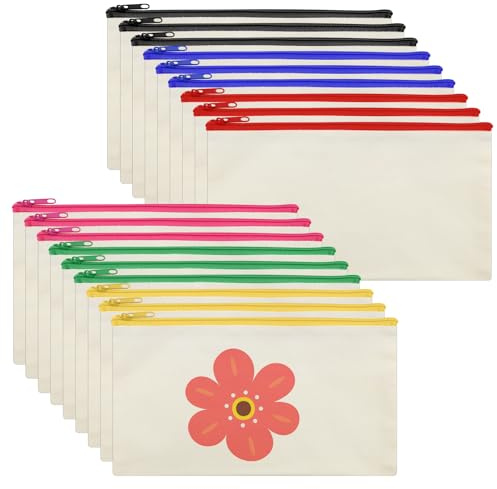 IIRC Stoffbeutel zum Bemalen 18STK DIY Blanko Stoff Federmäppchen 20.8 x 12 cm Federmäppchen zum Bemalen Stofftasche zum Bemalen für Arbeit Schule Reisen(Beige)