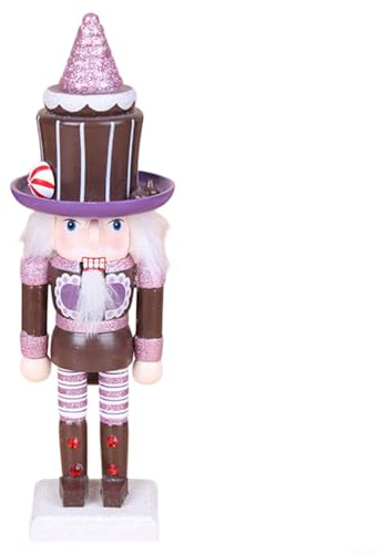 ComfyHarbor Adornos de cascanueces de Navidad de madera rosa de 26 cm, figuras tradicionales pintadas a mano, decoraciones de fiesta de vacaciones para decoración festiva del hogar (B)