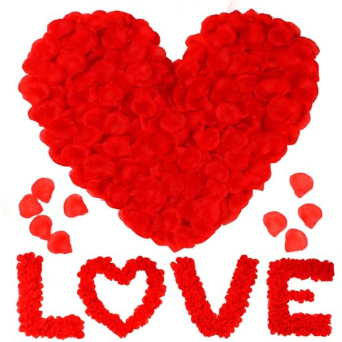 3000PCS Silk Rose Petals for Bedroom, Artificial Red Rose Flowers for Wedding Valentine's Day Decor, Romantic Bedroom Scatter Petals for Proposal Anniversary Party Confession Valentine Decorations