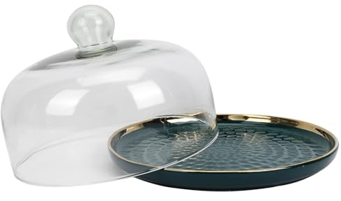 TOYANDONA Plateau à Gâteau avec Cloche Verre Plateau de Service pour Fruits Snacks et Conservation Alimentaire Élégant et Pratique pour Maison Restauration