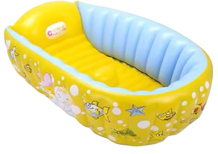 Vasca da Bagno Gonfiabile in PVC Vaschetta Gialla, per Ragazzo Ragazza | Design Motivo Cartoon, Portatile e Facile da Riporre, Uso Interno ed Esterno, per Ragazzo Ragazza