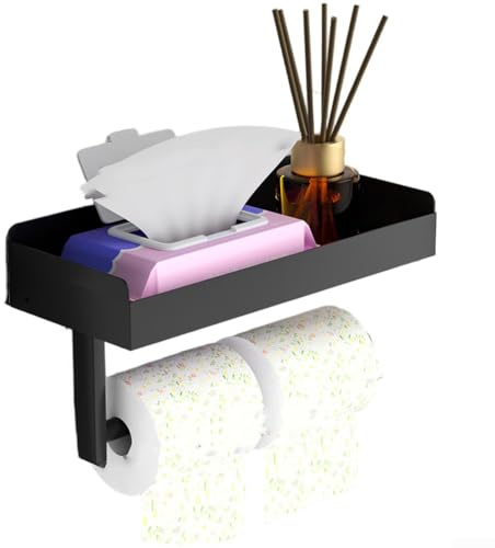 Papierhalter, Badezimmer, kein Bohren, Taschentuchhalter mit Toilettenartikel-Aufbewahrungsregal, Feuchttuchbox, Telefonhalter, Schubladen-Stil (B)