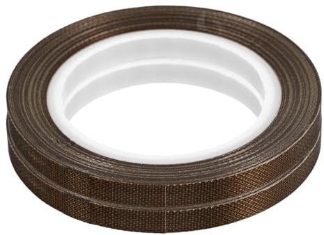 BESTOMZ Cinta de Ptfe para Sellador al Vacío Manual, 2 Rollos de Cinta Aislante Resistente al Calor y Desgaste Tela de Fibra de Vidrio para Uso Industrial