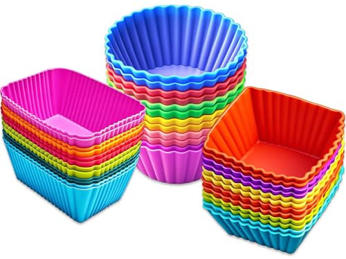 36 Pack Silicone Cupcake Liners Muffin Baking Cups Liners Reusable Non-Stick Cake Molds Sets Lunch Bento Box Dividers Accessories