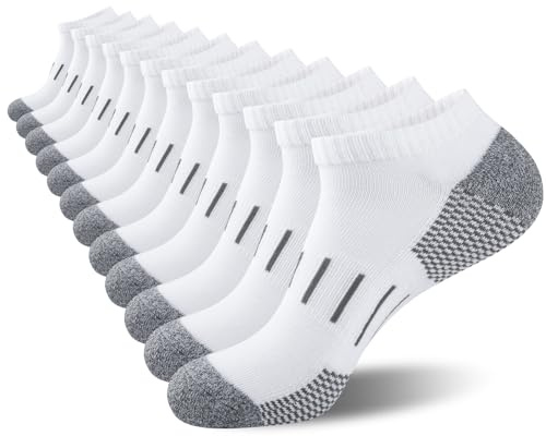 Heatuff Mens Athletic Ankle Socks Moisture Wicking Cushion Running Low Cut Sock 6 Pack