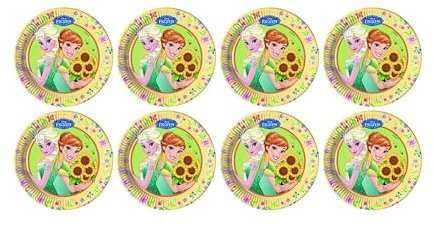 ALMACENESADAN 2226; Packung mit 8 Tellern von Disney Die Eiskönigin, aus Pappe, Durchmesser 20 cm, ideal für Partys und Geburtstage