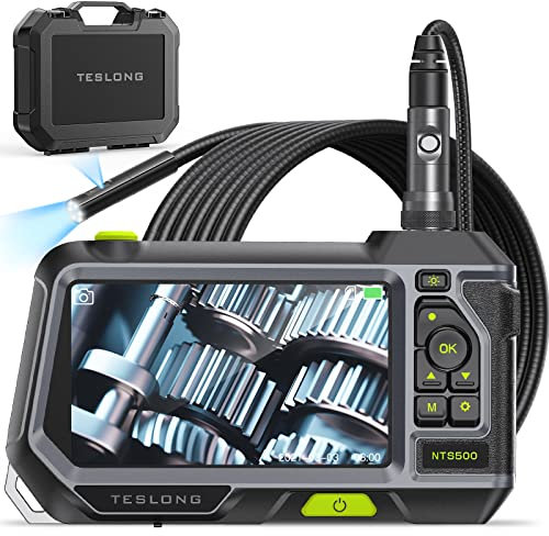 Teslong Zwei Linsen 5.5mm Endoskopkamera mit Licht, 5 -Zoll -Farb-IPS-Bildschirm Endoskopkamera,1080P Endoskop Kamera, Wasserdichte Inspektionskamera Rohrkamera, 32G-TF-Karte (3 Meter)