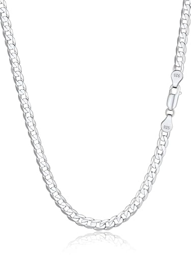 Silvora Cadena Cubana Plata 925 Hombre Collar Grueso Eslabones 5mm 61cm