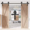 WINSOON 305 cm Double Porte Quincaillerie pour Des Double Portes Coulissante de Grange En Bois Antique Roue de Base à Gros Rayons Noire Roller Kit Système de Rail de Support d'armoire de Garage