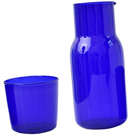 BESTonZON 500Ml Blau Nacht Karaffe mit Tasse Nacht Wasser Und Tumbler Glas Handliche Mitternacht Wasser Trinken Tasse Breiten Mund ? Kalt Wasser Saft Getr?nke Tasse Decanter