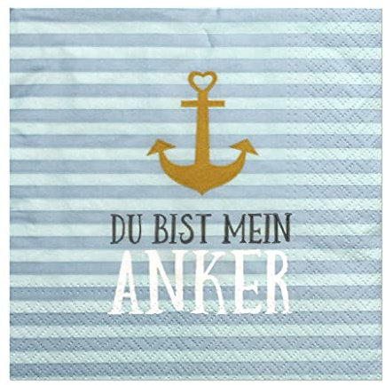 ***Hochwertige Papierservietten/Tafel-Servietten/Brunchservietten, Deko-Serviette, Motiv: Du bist mein Anker. L/H 33 x 33 cm. Menge 40 Stück.