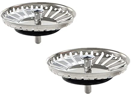 Cheeroyal Lot de 2 bondes d'évier de cuisine en acier inoxydable, 84 mm