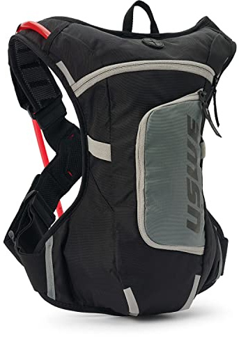 USWE Moto Hydro 4L Paquete de Hidratación con Vejiga de Agua de 2.0L/70oz, una Mochila de Alta Gama, Sin Rebotes para Motocicleta de Enduro y Todoterreno, Negro Gris