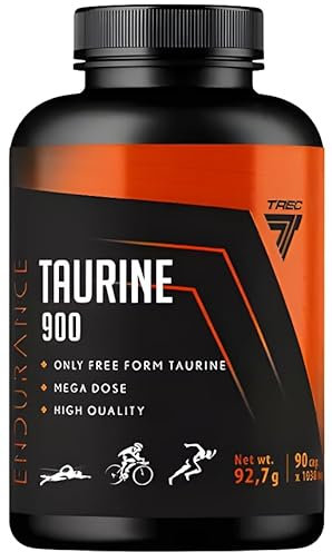 Trec Nutrition - Endurance Taurine 900mg - 3 Kapseln pro Tag - Hochdosiert - Regeneration - Stärke - Aminosäure - 90 Kapseln
