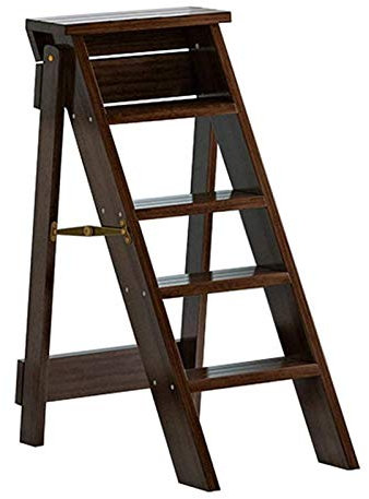GCCSSBXF Escabeaux Pliants en Bois 5 Escabeaux Noyer Foncé - Chaises Portables pour Maison, Cuisine ou Jardin - Escabeau de Bibliothèque en Pin Naturel