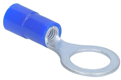 Kalitec 100x Ringkabelschuh 1,5-2,5mm² - M8 Teilisoliert Blau - Kupfer | PVC Kragen Kabelverbinder für sichere Verbindungen - Quetschverbinder Set zur Montage mit Crimpzange an Litzen & Kabel