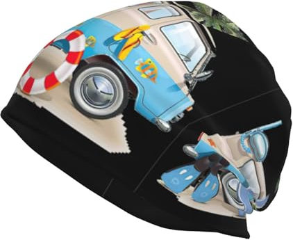 Große Strickmütze für Erwachsene, Libellen-Druck, warme Wintermütze, Outdoor-Mütze für Damen und Herren, breite Schalmütze., weekend surf, One size
