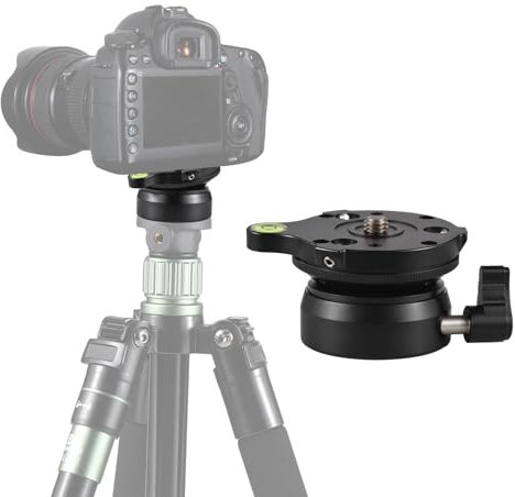 Andoer Niveleur de caméra base de nivellement de trépied, plaque de tête de trépied avec inclinaison de 15°, vis de 3/8 et niveau à bulle, compatible avec appareils photo Canon Nikon Sony DSLR