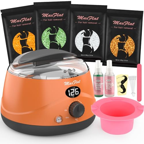 Waxing Set, Wachswärmer Wachs Haarentfernung Wax Maschine Wachswärmer mit Wachszubehör Brasilianisches Wachs für Den Ganzen Körper (Orange)