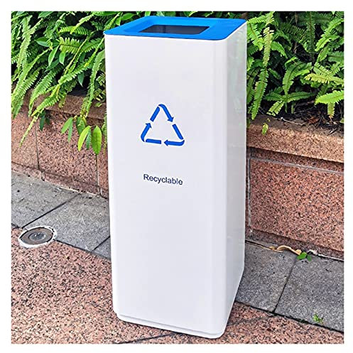 Suuim Papelera para Cocina, Oficina, hogar, Papelera para Exteriores, Papelera Cuadrada, para fácil Limpieza, para Uso en Interiores, Exteriores o comerciales, Color Blanco silencioso