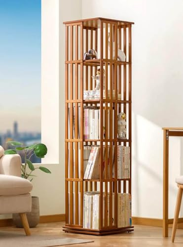 Generisch Estantería giratoria de 360°, estantería giratoria con 5/6 niveles, torre de librería giratoria, organizador de estantería, vitrina para la oficina, el hogar y el salón (5 niveles)