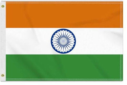MacLand 2×3 FT India Flag, Medium 60×90 150D Indian Outdoor Banner,Double Side Printing American Decor for Patio Garden with Brass Gromment