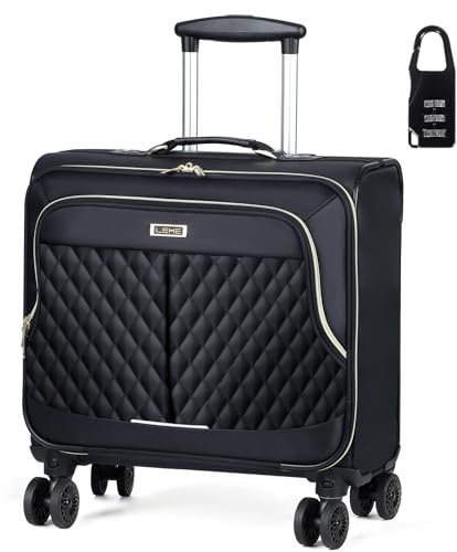 Lekespring Business Trolley mit TSA Vorhängeschloss - Rolling Laptop Case mit Rollen und bis zu 15.6 Zoll Laptopfach, wasserdichte Aktenkoffer Rollkoffer für Reisen Business, Schwarzer Twill