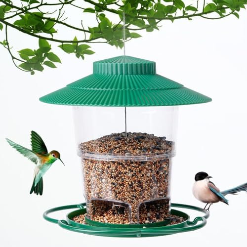Bird Feeders, Bird Feeders Hanging, Adjustable Bird Feeding Station Squirrel Proof Window Bird Feeder for Small Birds With Sturdy Wire And Roof Sturdy Plastic,For Garden,Terrace,Backyard