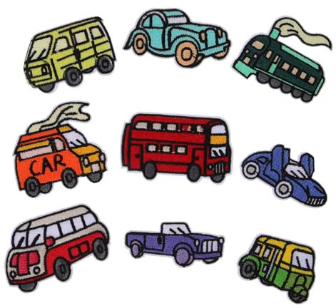 BEBEMOKO 9stücke Cartoon Auto Stickerei Patches Für Kleidung Taschen Und Accessoires Hochwertige Baumwoll-applikationen Zum Nähen Und Verschönern Von Textilien