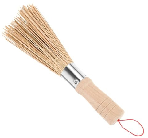 HOMOCONO Scrubber Long Handle, Kitchen Pot Scrub Brush Natural Bamboo Material, Manual Cleaning Brush for Wok and Dishes, Sturdy Kitchen Washing up Tool